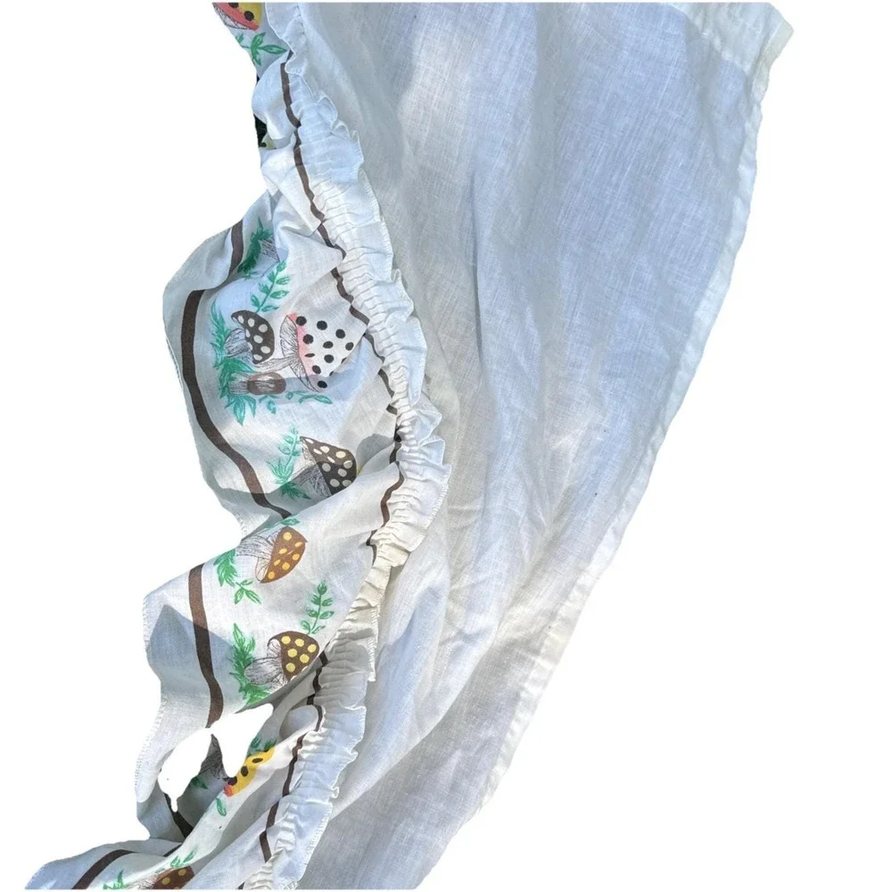 1970S Sears Merry Mushroom Curtain Ruffle Valance Two Piece Set Mushroom Vintage